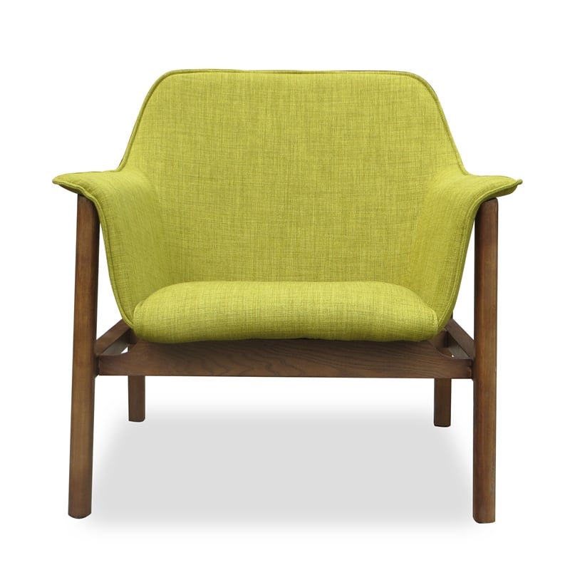 Eden Home Modern Fabric Upholstered Accent Chair in Green/Walnut