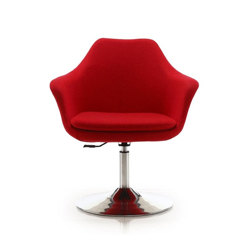 Eden Home Adjustable Height Fabric & Metal Accent Chair in Red/Chrome
