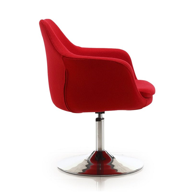 Eden Home Adjustable Height Fabric & Metal Accent Chair in Red/Chrome