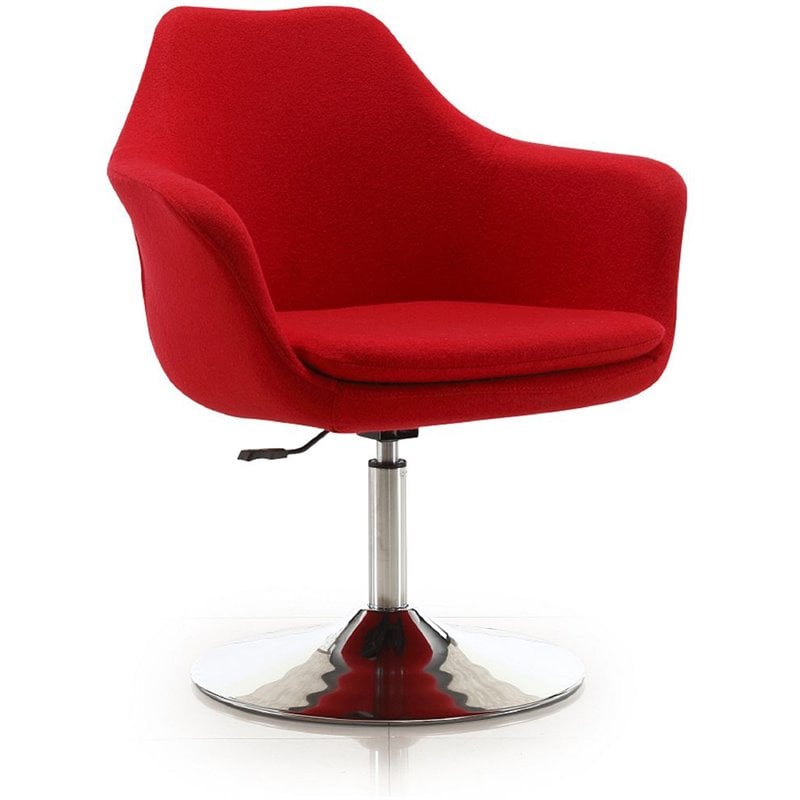 Eden Home Adjustable Height Fabric & Metal Accent Chair in Red/Chrome