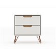 Eden Home 2-Drawer Contemporary Wood Nightstand in Off White/Natural (Set of 2)