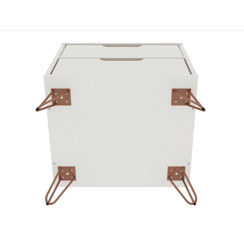 Eden Home 2-Drawer Contemporary Wood Nightstand in Off White/Natural (Set of 2)