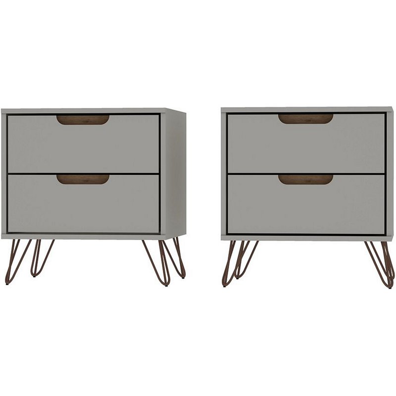 Eden Home 2-Drawer Contemporary Wood Nightstand in Off White/Natural (Set of 2)