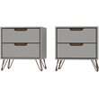 Eden Home 2-Drawer Contemporary Wood Nightstand in Off White/Natural (Set of 2)