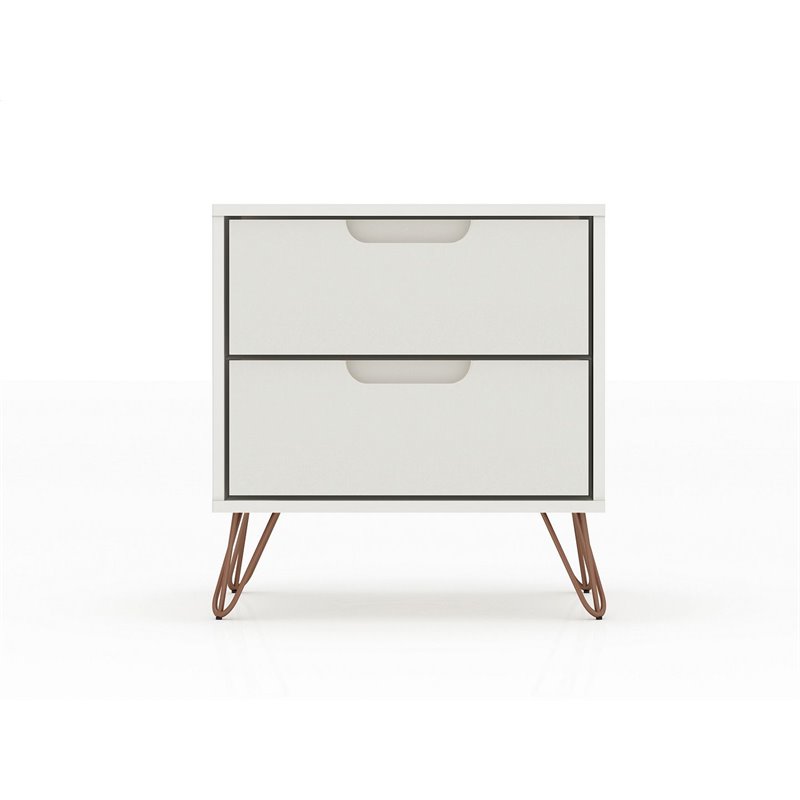 Eden Home 2-Drawer Contemporary Wood Nightstand in Off White (Set of 2)