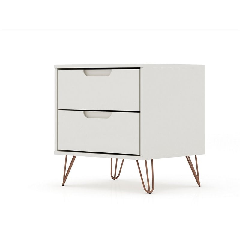 Eden Home 2-Drawer Contemporary Wood Nightstand in Off White (Set of 2)