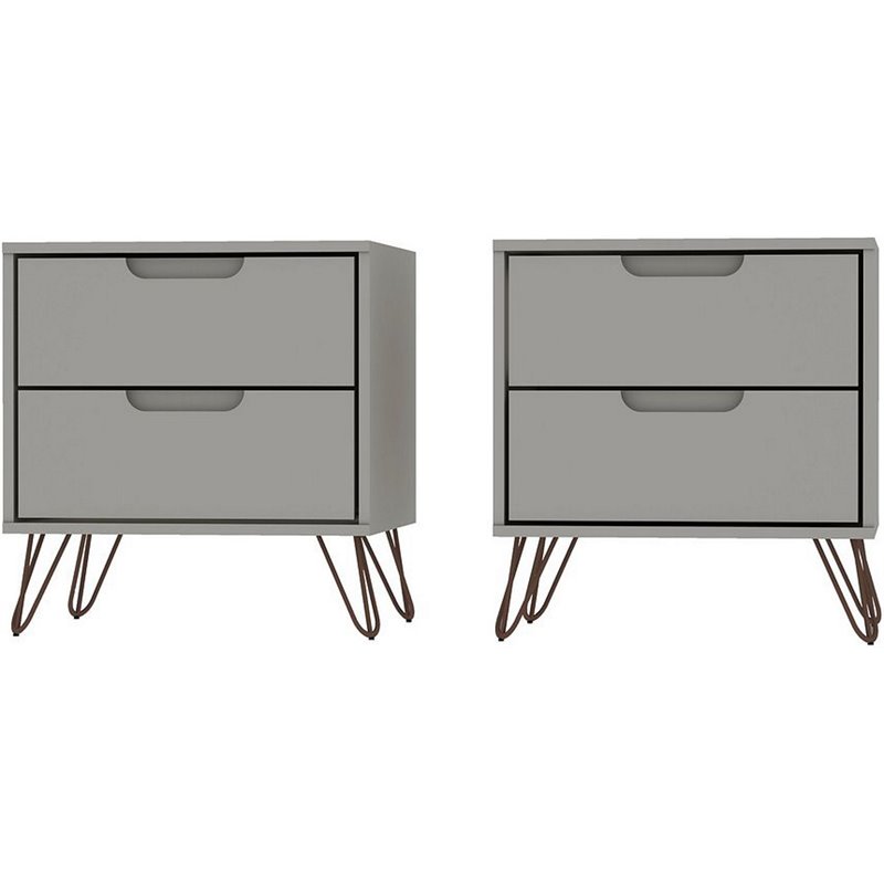 Eden Home 2-Drawer Contemporary Wood Nightstand in Off White (Set of 2)