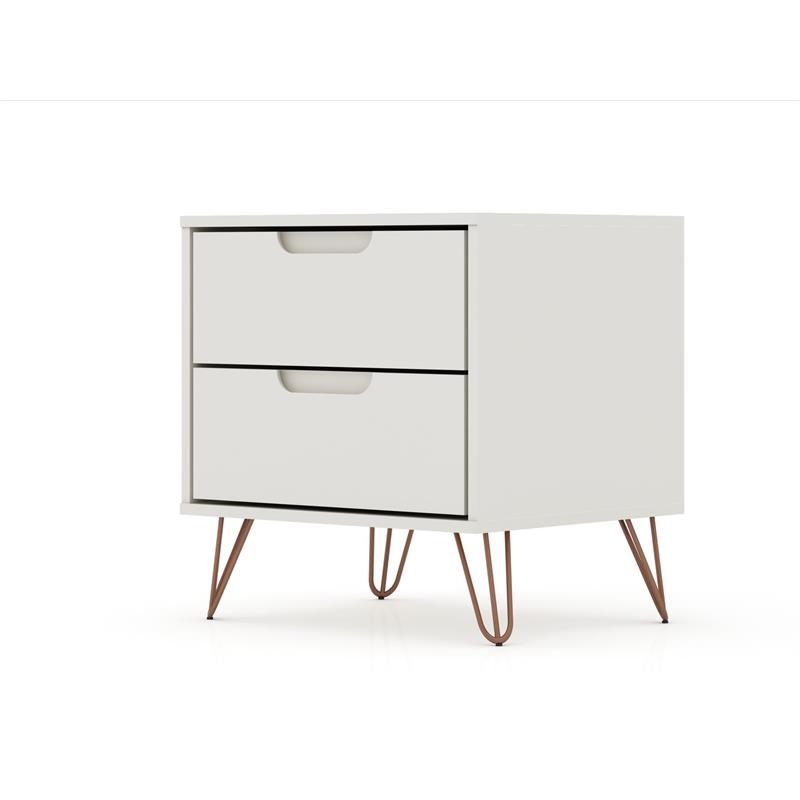 Eden Home 2-Drawer Modern Engineered Wood Nightstand in Off White