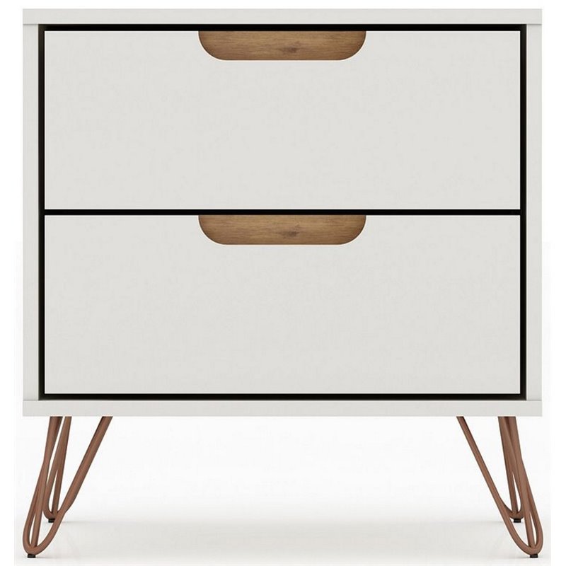 Eden Home 2-Drawer Modern Engineered Wood Nightstand in Off White