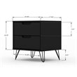Eden Home 2-Drawer Contemporary Wood Nightstand in Black (Set of 2)