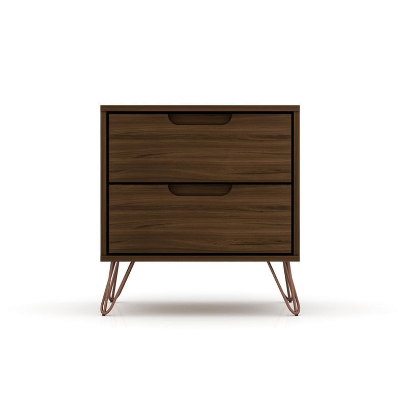 Eden Home 2-Drawer Contemporary Wood Nightstand in Brown (Set of 2)