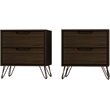 Eden Home 2-Drawer Contemporary Wood Nightstand in Brown (Set of 2)