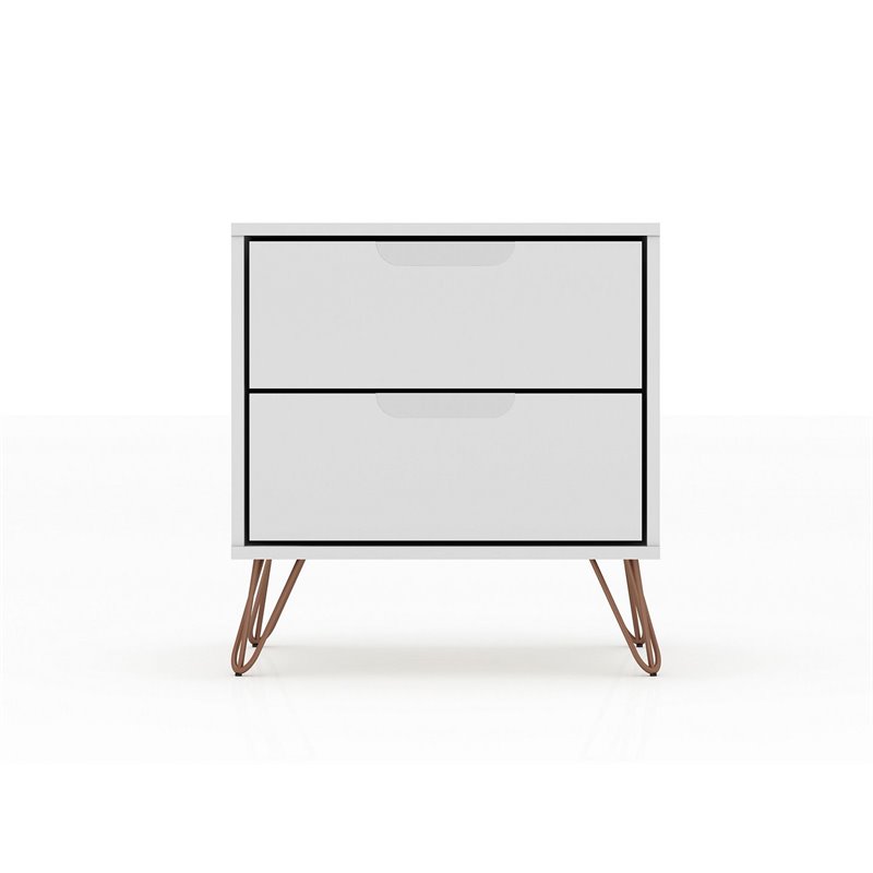 Eden Home 2-Drawer Contemporary Wood Nightstand in White (Set of 2)