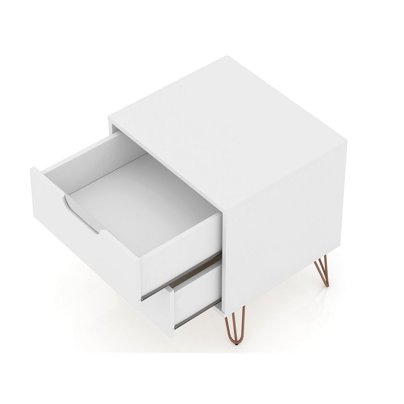 Eden Home 2-Drawer Contemporary Wood Nightstand in White (Set of 2)