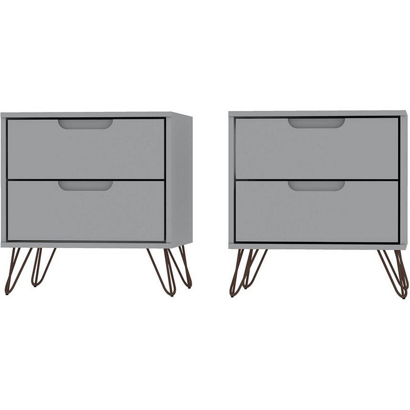 Eden Home 2-Drawer Contemporary Wood Nightstand in White (Set of 2)
