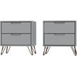 Eden Home 2-Drawer Contemporary Wood Nightstand in White (Set of 2)