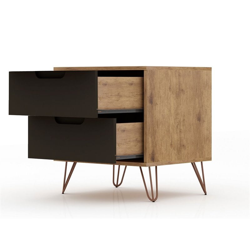 Eden Home 2-Drawer Modern Wood Nightstand in Gray (Set of 2)