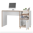 Eden Home Mid-Century Solid Wood Writing Desk with Shelves in White