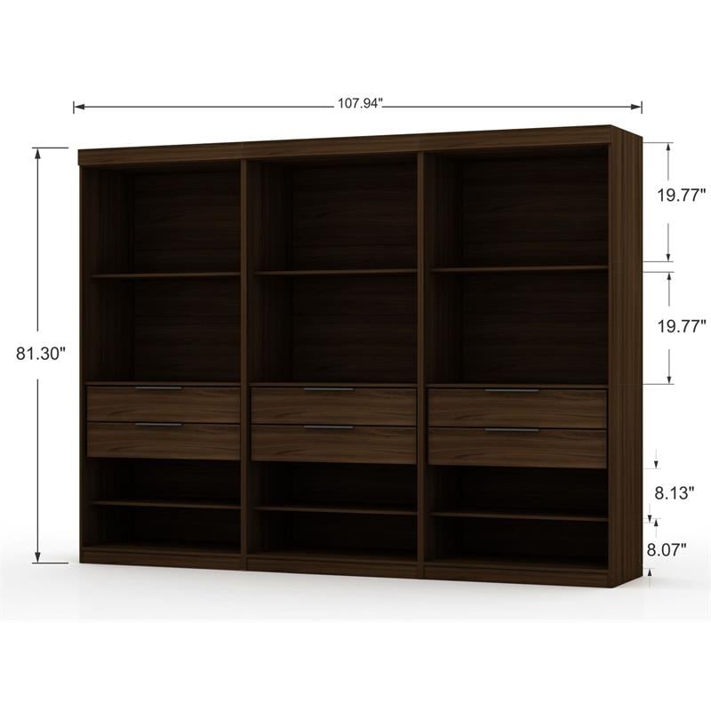 Eden Home 3-Piece Contemporary Wood Open Sectional Closet Set in Brown