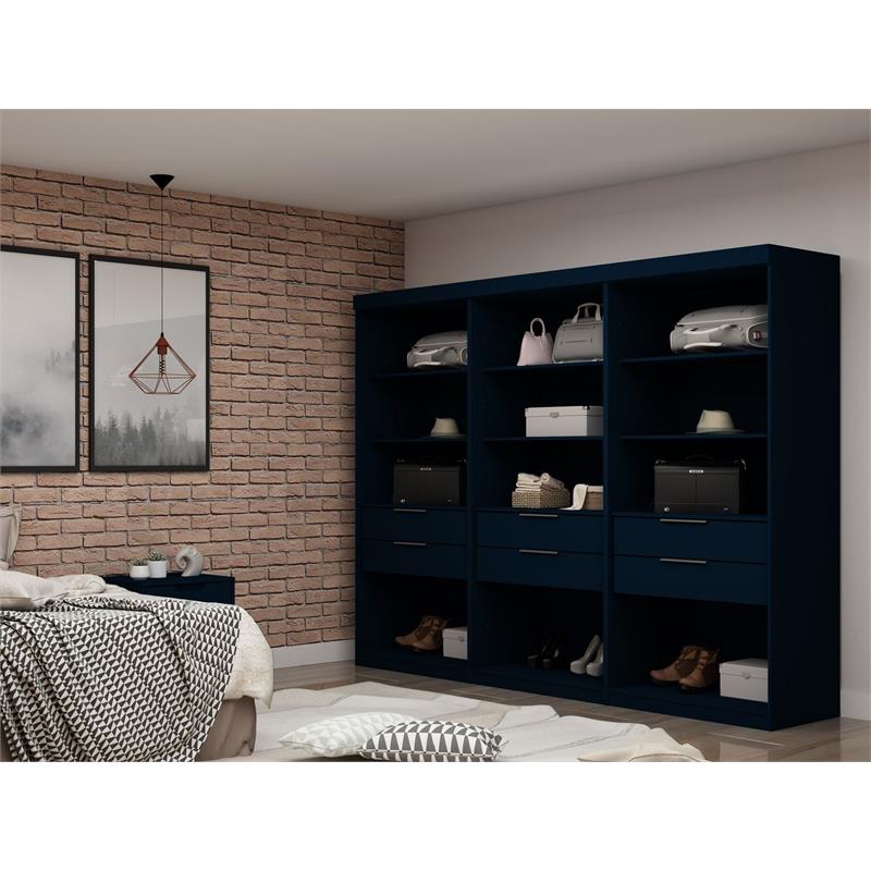 Eden Home 3-Piece Contemporary Wood Open Sectional Closet Set in Midnight Blue