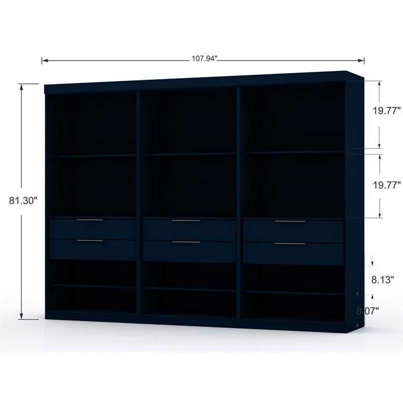 Eden Home 3-Piece Contemporary Wood Open Sectional Closet Set in Midnight Blue