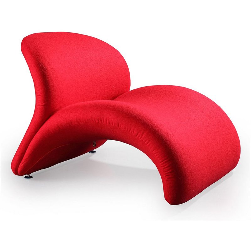 Eden Home Contemporary Wool Blend Fabric Accent Chair in Red