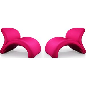 eden home modern fabric 2 pc accent chair set in fuchsia pink