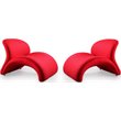 Eden Home Contemporary Wool Blend Fabric Accent Chair in Red (Set of 2)