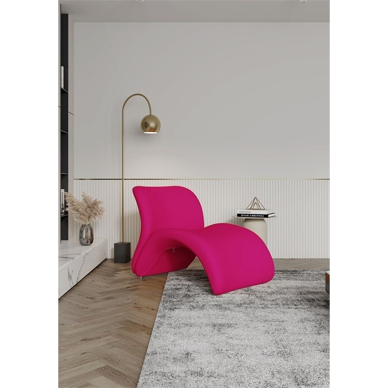 Eden Home Contemporary Fabric Accent Lounge Chair in Fuchsia Pink