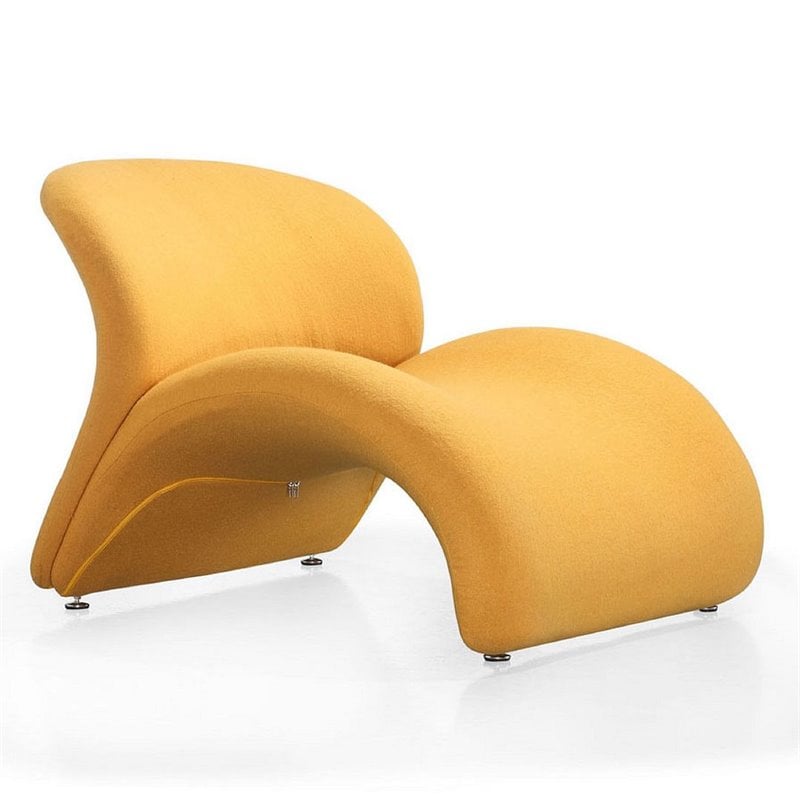 Eden Home Contemporary Wool Blend Fabric Accent Chair in Yellow (Set of 2)