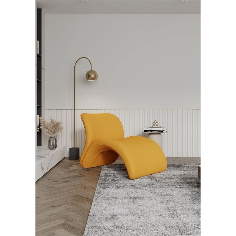 Eden Home Contemporary Wool Blend Fabric Accent Chair in Yellow (Set of 2)