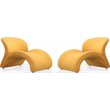 Eden Home Contemporary Wool Blend Fabric Accent Chair in Yellow (Set of 2)