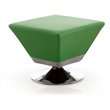 Eden Home Faux Leather & Metal Swivel Ottoman in Green/Polished Chrome