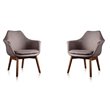 Eden Home Contemporary Fabric & Wood Accent Chair in Gray/Walnut (Set of 2)