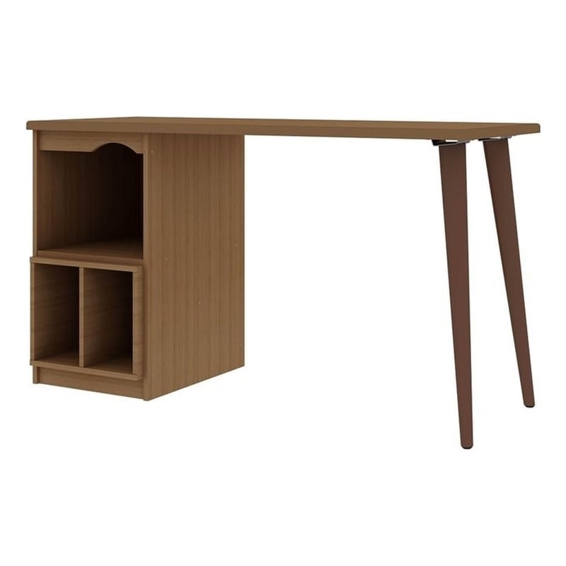 Eden Home Contemporary Wood Home Office Desk with 3 Cubby Spaces in Maple