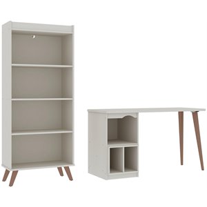 eden home wood 2 pc extra storage home office set in off white