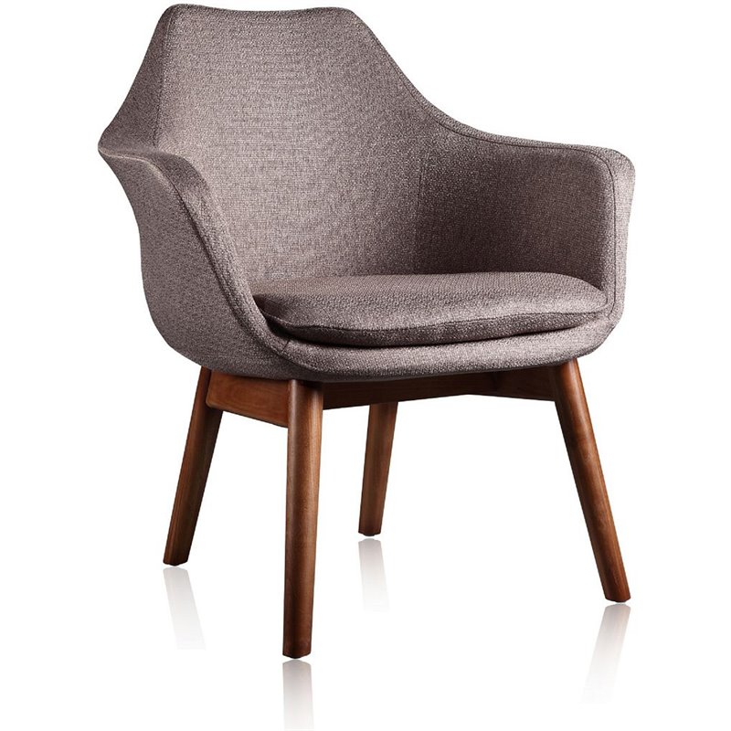 Eden Home Contemporary Fabric & Wood Accent Chair in Gray/Walnut