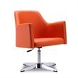 Eden Home Faux Leather & Metal Swivel Accent Chair in Orange/Chrome (Set of 2)