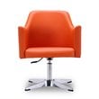 Eden Home Faux Leather & Metal Swivel Accent Chair in Orange/Chrome (Set of 2)