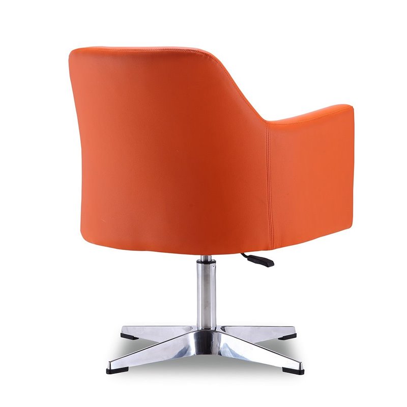 Eden Home Faux Leather & Metal Swivel Accent Chair in Orange/Chrome (Set of 2)