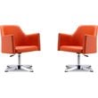 Eden Home Faux Leather & Metal Swivel Accent Chair in Orange/Chrome (Set of 2)