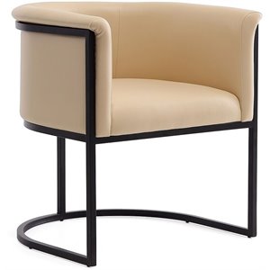 Eden Home 18.9&quot Faux Leather & Metal Dining Chair in Tan/Black