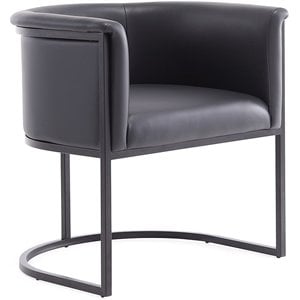 Eden Home 18.9&quot Contemporary Faux Leather/Metal Dining Chair in Gray/Black