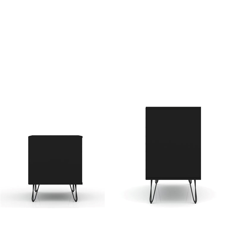 Eden Home 3-Drawer Mid-Century Wood Dresser and Nightstand in Black