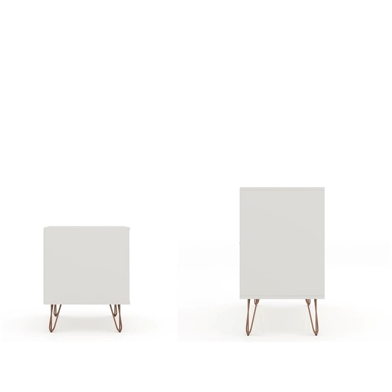 Eden Home Mid-Century Wood Dresser and Nightstand in Off White