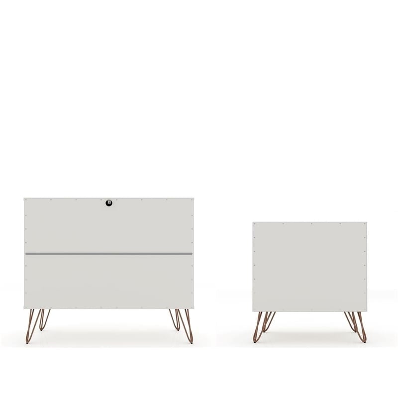 Eden Home Mid-Century Wood Dresser and Nightstand in Off White