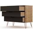 Eden Home 3-Drawer Wood Dresser and Nightstand in Textured Gray/Natural