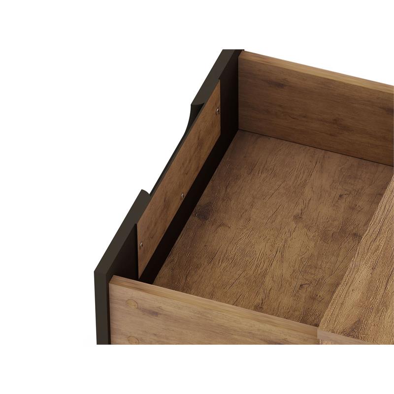 Eden Home 3-Drawer Wood Dresser and Nightstand in Textured Gray/Natural