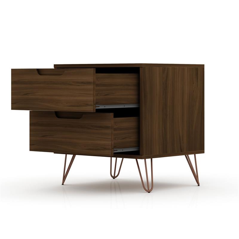 Eden Home 3-Drawer Mid-Century Wood Dresser and Nightstand in Brown