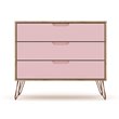 Eden Home 3-Drawer Contemporary Wood Dresser in Rose pink/Natural (Set of 2)